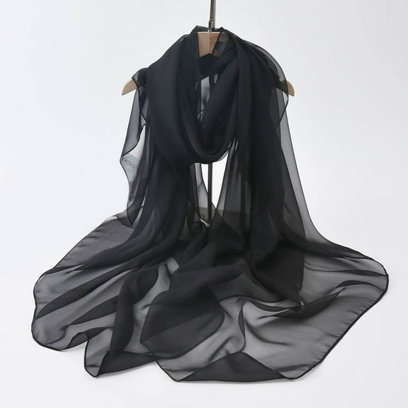 Mictong Women's Scarf, Soft Sunscreen Lightweight, Women's Summer Vacation Scarf, Versatile and Soft Imitation Silk Scarf, Spring and Summer Thin Sunscreen Scarf, Black, 1 piece