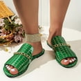 thumbnail image 5 of Hopeusnice Slippers for Women Trendy Non-Slip Breathable Open Toe Sandals Women's Slippers Soft Flat Heel PU Materials Summer Shoes Round Toe Shoes for Beach Round Toe Flexible Walking Shoes Green 43, 5 of 9