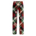thumbnail image 3 of Wutalume Women's Winter Solid Color Pants with Drawstring and Christmas Print, Full Length Design for Casual and Sporty Activities,Dark Green L, 3 of 4