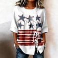 thumbnail image 2 of DHFJKG 4Th Of July Shirts For Women Linen Half Sleeve Lace Up T Shirt Independence Day Loose Fit Trendy Tops, 2 of 4