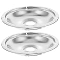 thumbnail image 1 of OULII 2Pcs Electric Stove Burner Drip Pans Silver Iron Square Replacement For Stained Pans, 1 of 7