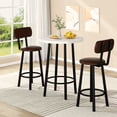 thumbnail image 2 of MOOSENG Bar Table Set of 2, Bistro Kitchen Table Sets with 2 PU Leather Bar Stools, Wood Pub Bar Table Set for Breakfast Nook Small Space Restaurant, Round Table, 2 of 8