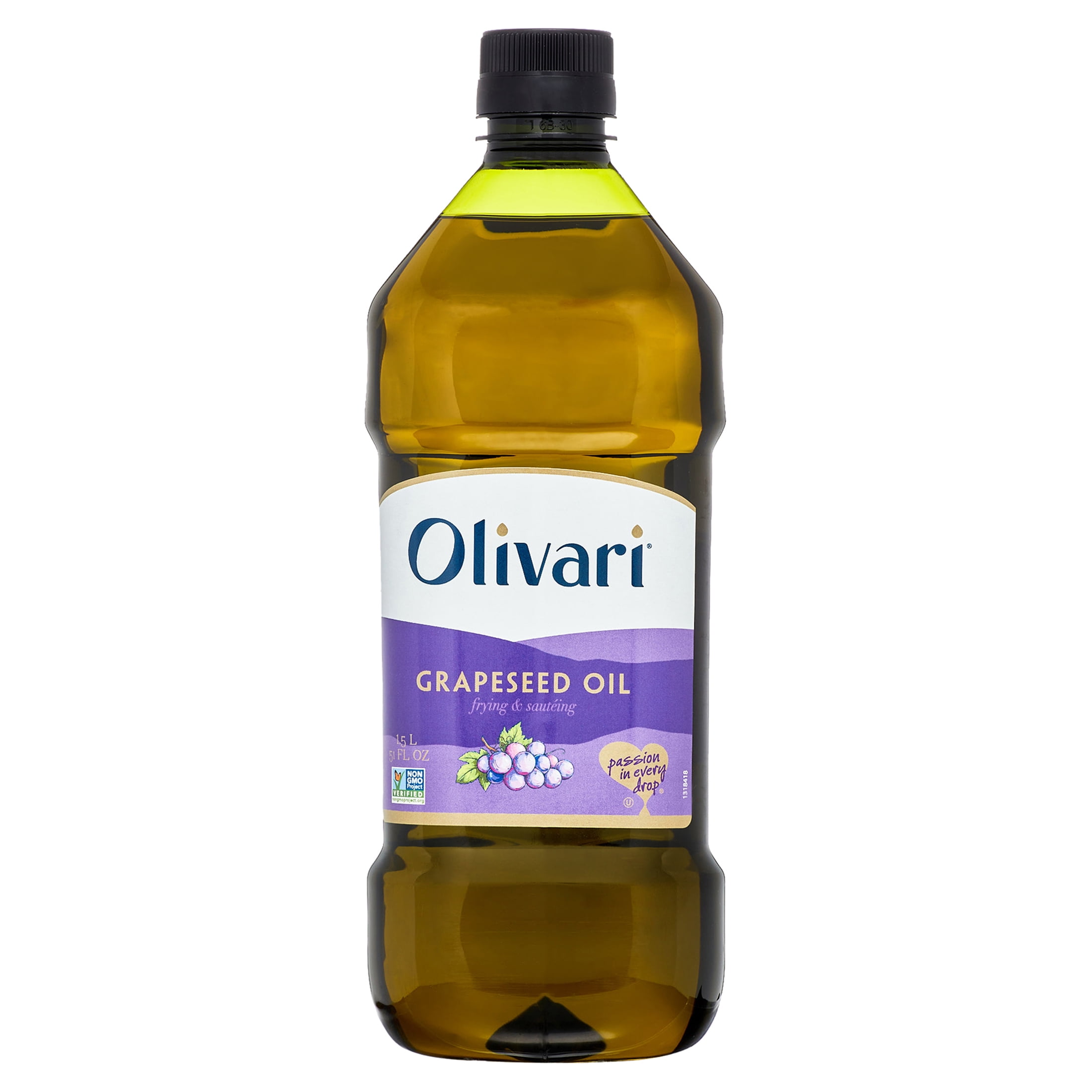 (4 pack) Olivari Grapeseed Oil for Frying and Sauteing, 51 fl oz Plastic Bottle