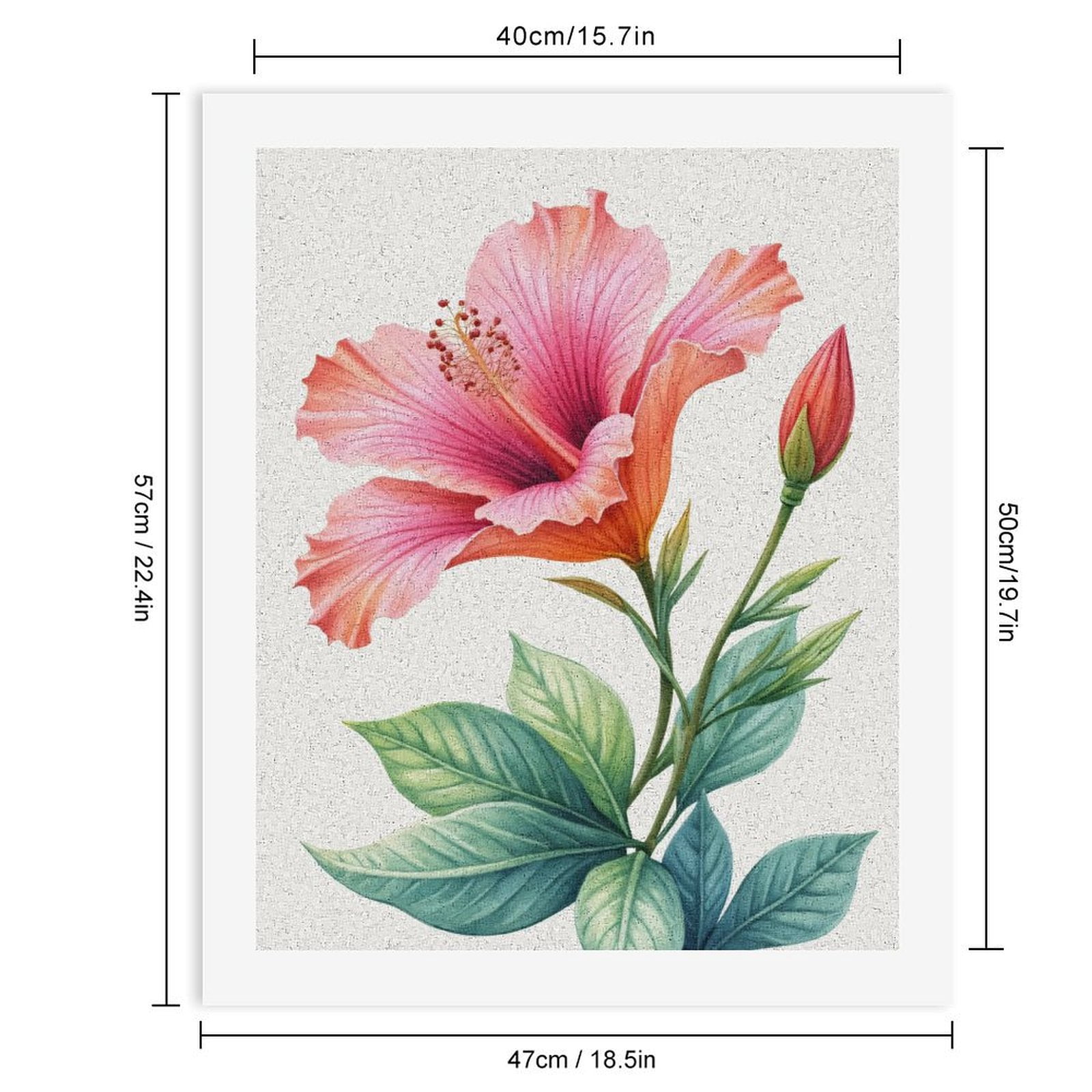 Paint By Numbers Kit for Adults Beginner - DIY Pink Hibiscus Botanical Art Canvas Painting Kits for Adults, Frameless Paint By Number for Adults for Home Wall Decor 16x20 Inch
