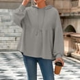 thumbnail image 4 of Gytharion Womens Solid Hooded Sweatshirts Fashion Casual Pleated Ruffled Hem Hoodies Fall Loose Comfy Long Sleeve Pullover Tops for Women, 4 of 6