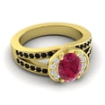 thumbnail image 3 of Diamond-Capitals 2.35 Carat Oval Cut Red Ruby & Black Onyx Gemstone Lovely Wedding Ring for Fiancee 14K Yellow Gold Size 8, 3 of 8