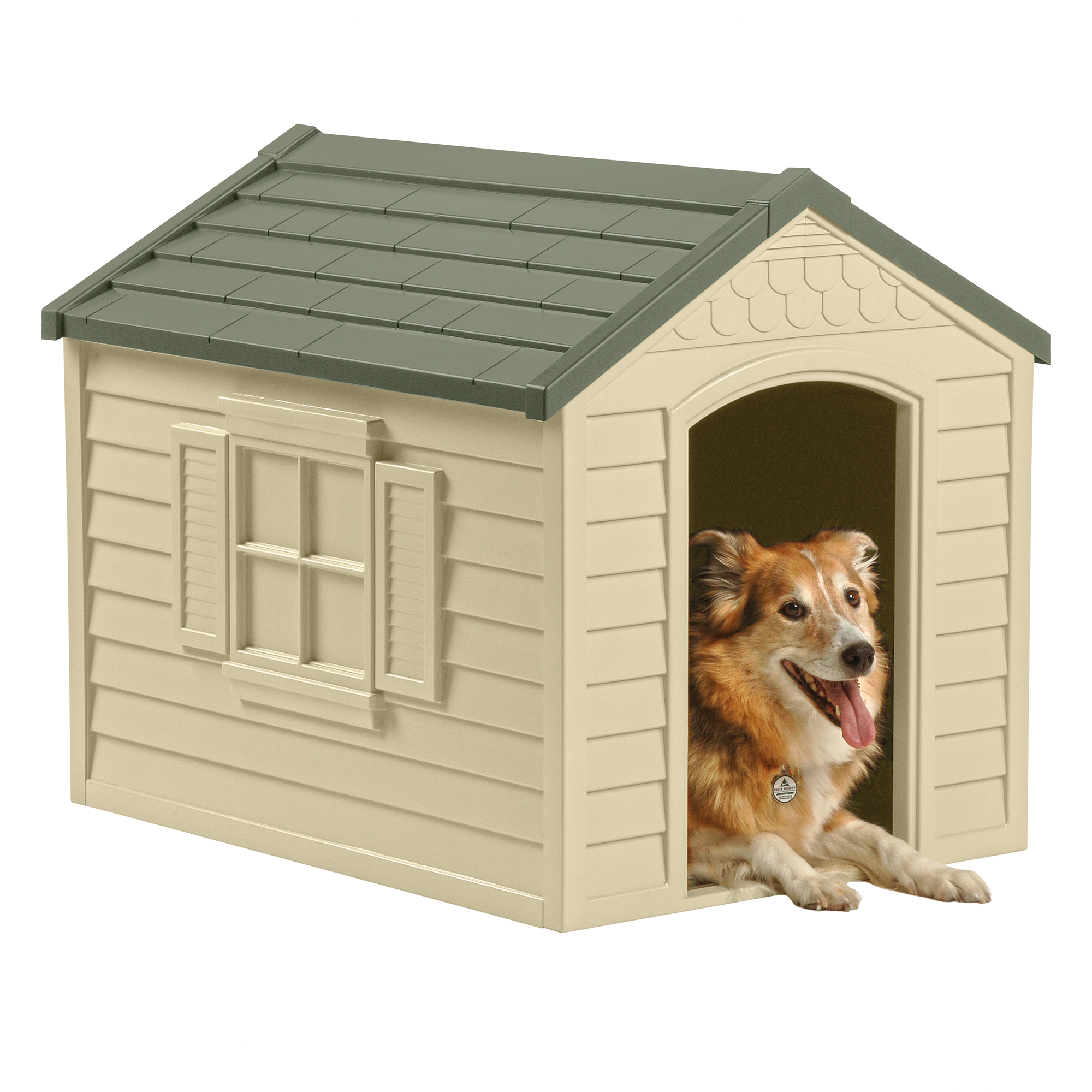 Indoor Outdoor Dog House Big Dog House Plastic Dog Houses For Small Medium Large Dogs 26 Inch High All Weather Dog House With Base Support House With Air Vents Elevated Floor Water