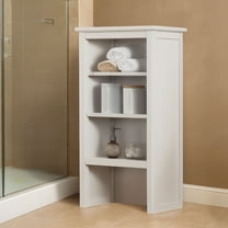 Alaterre Furniture Dorset 17"W x 36"H Bathroom Cabinet, Elegant Shelving Hutch with Open Shelves for Storage, White