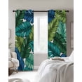 thumbnail image 3 of Summer Tropical Leaves Blackout Curtains 84 Inches Long for Bedroom, Blue Green Botanical Leaf Plants Thermal Insulated Room Darkening Black Out Window Curtain Panels Grommet Drapes for Living Room, 3 of 8