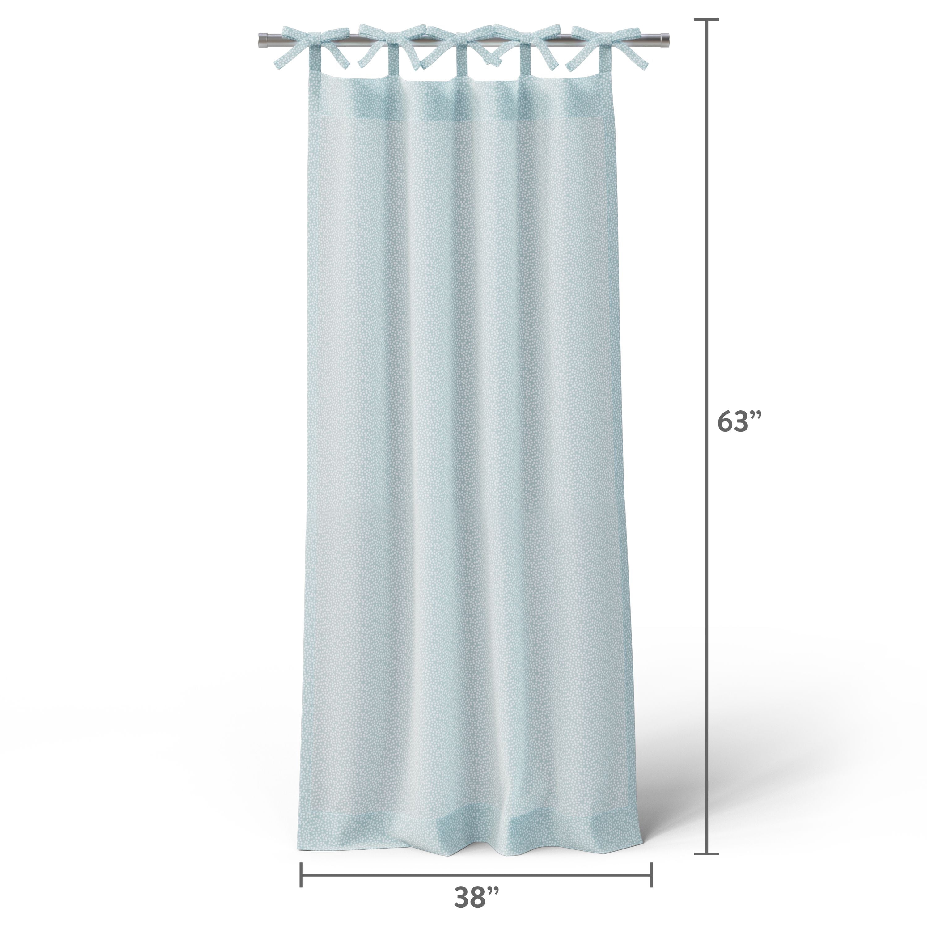 Mainstays Kids Aqua Blue Dotted Light Filtering Tie Top Single Curtain Panel, 38" W x 63" L