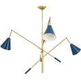 thumbnail image 4 of Adjustable Triennale 3 Arms Chandelier Brass, Stilnovo Style, Three Hues of Blue Mid Century - Modern - Industrial - 3 Light - 3 Arm, 4 of 4