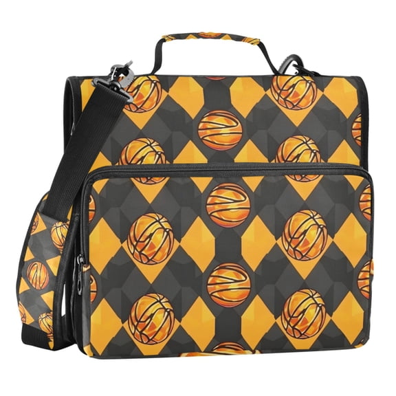 ALAZA Zipper Binder Basketball Checkered 3 Ring Trapper Keeper File Folder Organizer Bag