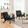 thumbnail image 4 of Yaheetech Faux Leather Accent Chair with Z-shaped Wood Legs,Black, 4 of 8