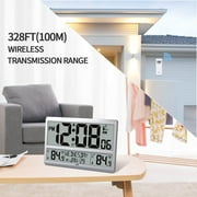 LFF Atomic Clock, Digital Wall Clock with Indoor & Outdoor Temperature, Date, Time, Alarm Clock. Atomic Wall Clock with Wireless Outdoor Sensor, Jumbo Display Easy to Read