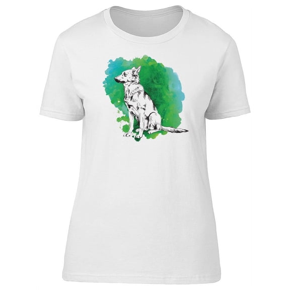 Watercolor Dog Vintage Sketch T-Shirt Women -Image by Shutterstock, Female Medium