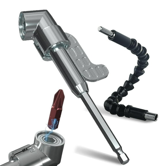 Right Angle Drill Adapter 105° - 1/4 Inch Hex Shank Extension Bit for Power Screwdrivers & Drills