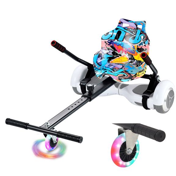 BIIST Hoverboard Go Kart Attachment with Flash Wheel Hoverboard Seat Hoverboard Attachment for All Ages Universal Hoverboard go Kart Attachment for Adjustable Hoverboard go Kart for Most Hoverboards