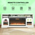 thumbnail image 3 of 70" Fireplace TV Stand for 80" TVs, Wood Entertainment Center with Open Storage and Electric Fireplace Heater, Farmhouse Media Console for Living Room, 3 of 9