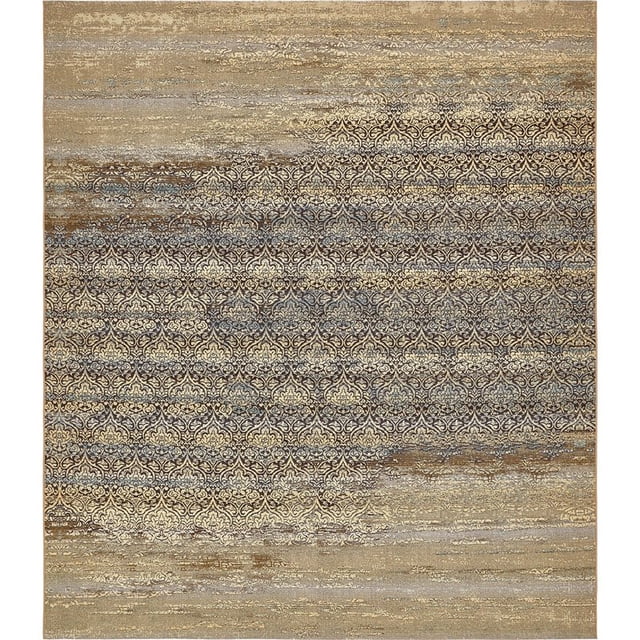 Unique Loom Outdoor Modern Abstract Area Rug 10' x 12' Rectangle Beige/Blue