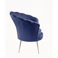 thumbnail image 4 of 34" Blue Velvet Scalloped Back Barrel Accent Chair with Metal Legs (1-Piece - Solid Wood Frame + Velvet Seat - Modern Style - With Backrest), 4 of 6