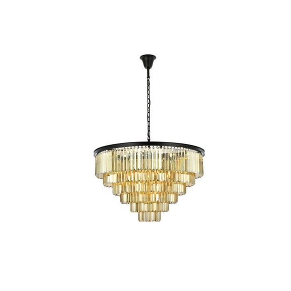 Urban Classic Sydney 33 light Matte Black Chandelier Golden Teak (Smoky) Royal Cut Crystal