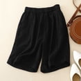 thumbnail image 2 of cfhntfmh Lounge Shorts for Women Elastic Waist Summer Casual Shorts Cotton Linen Flowy Wide Leg Short Pants with Pockets, 2 of 5