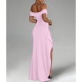 thumbnail image 4 of Off the Shoulder Wedding Guest Dress Bodycon High Split Formal Dress Cocktail Party Prom Long Dresses Pink M, 4 of 9