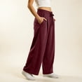thumbnail image 5 of Njagoc3 Palazzo Pants for Women Casual Drawstring High Waisted Lounge Pants Fitted Wide Leg Trousers with Pockets, 5 of 6