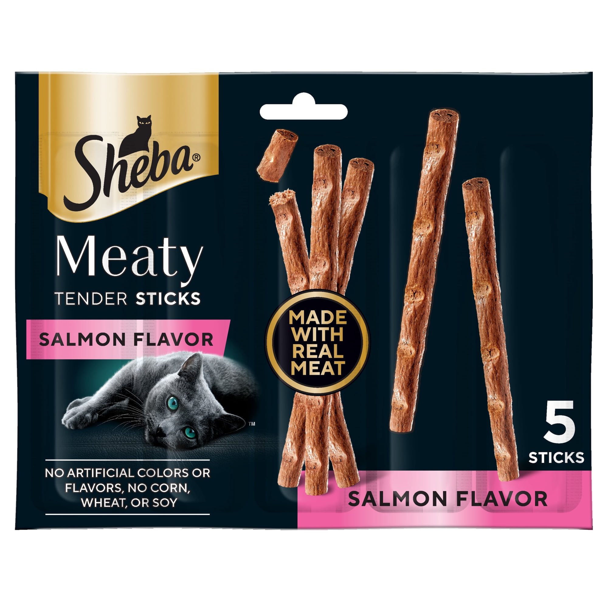 Sheba Meaty Tender Sticks Salmon Flavor Cat Treats, 0.14 Oz., 5 Count