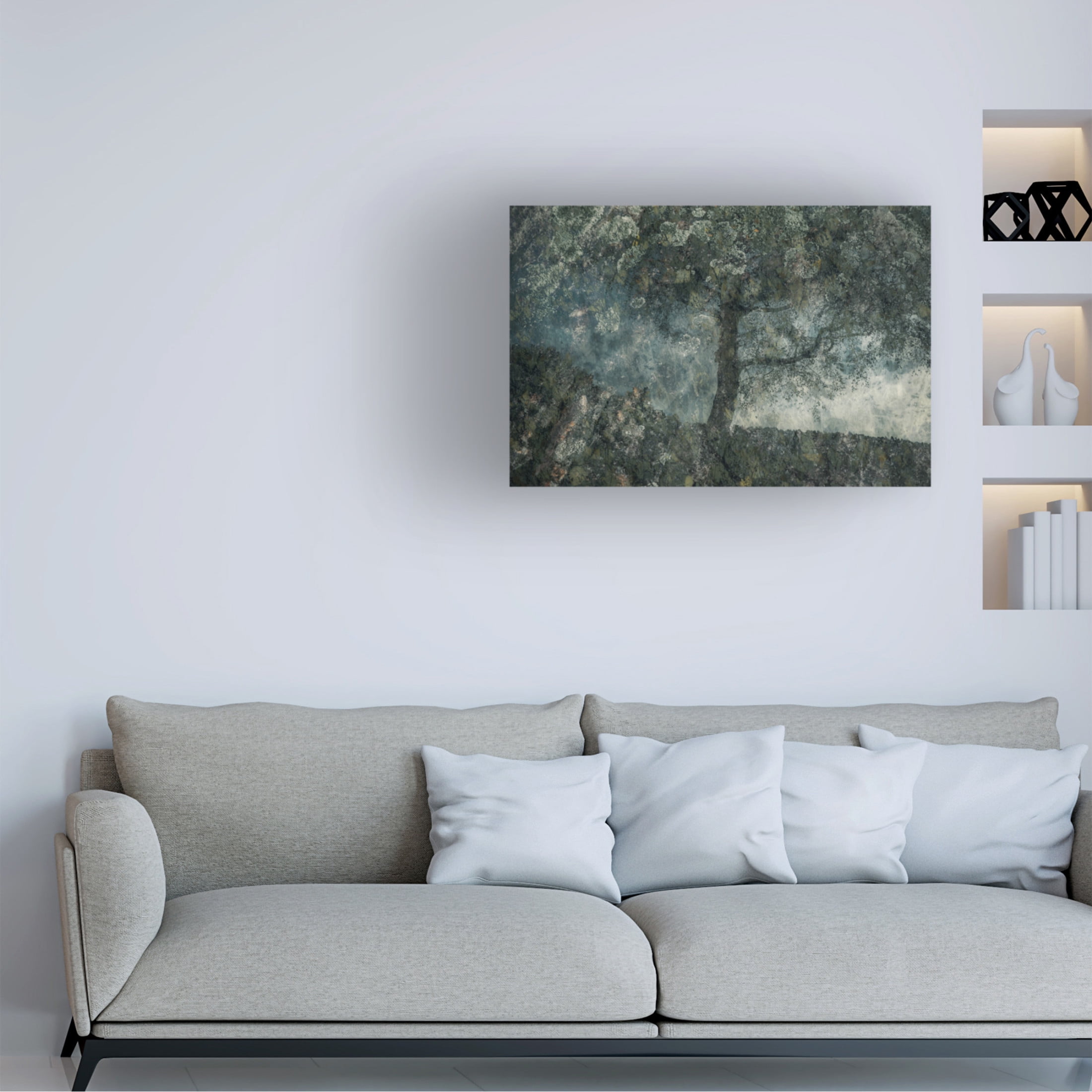 Canvas Wall Art - Delphine Margau 'Rocks And A Tree' Wall Art for Living Room, Bedroom, or Office Décor by Trademark Fine Art - 24 x 16 Inches