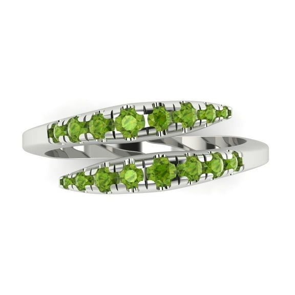 0.235 ctw Wedding Band for Women - 18K White Gold Natural Peridot Stackable Eternity Ring