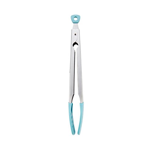 KitchenAid Silicone Tipped Stainless Steel Tongs, Aqua Sky KC094OHAQA