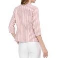thumbnail image 3 of INSPIRE CHIC Women's Striped Blazer  3/4 Sleeves Casual Open Front Notched Lapel Blazer M Pink, 3 of 7