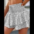 thumbnail image 4 of Mini Shorts de Cintura Alta con Volantes para Mujer Bonitos Shorts Cortos Escalonados con Shorts Debajo Gris L, 4 of 7