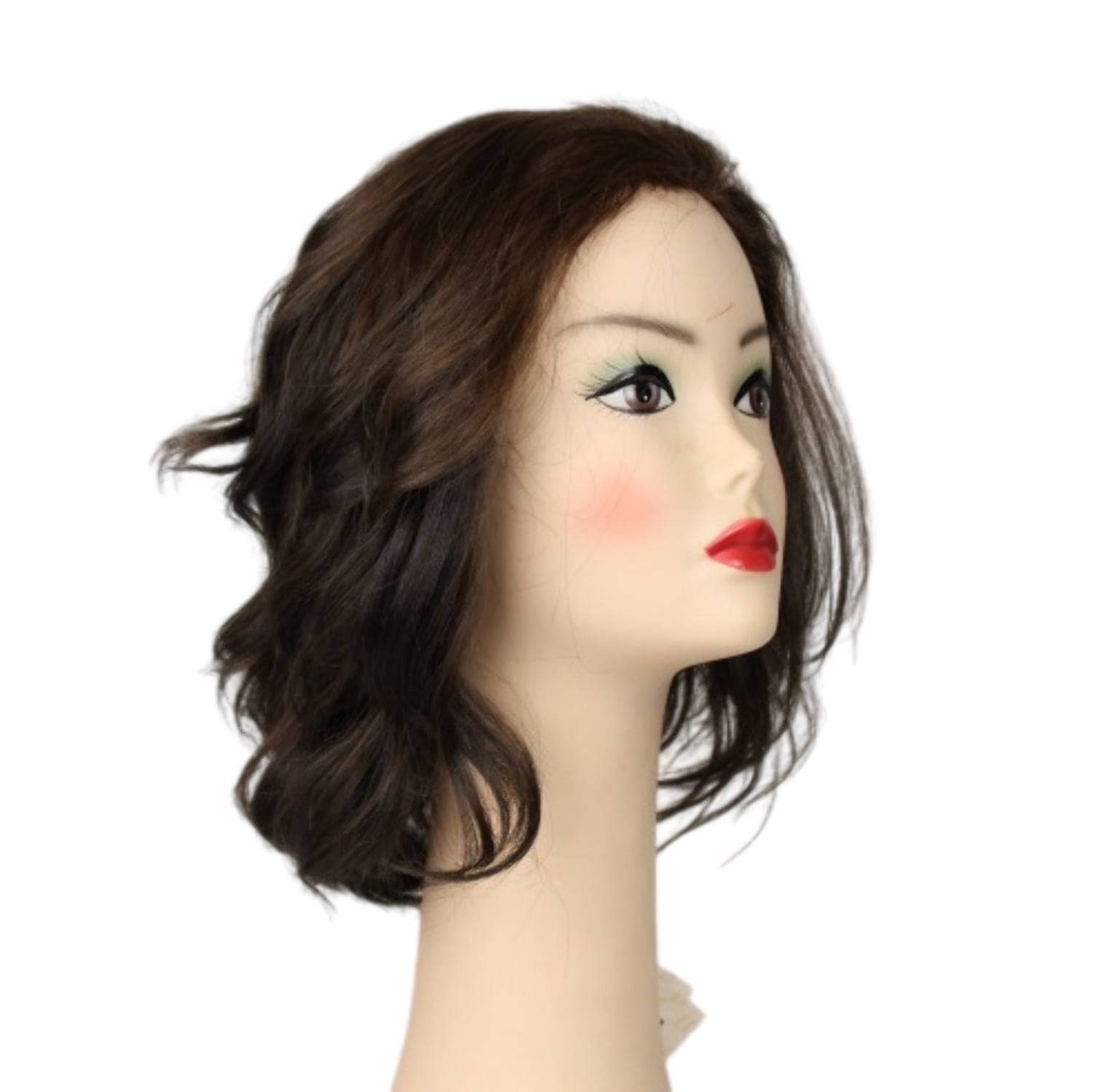 European Human Hair Freeda Wig Katrina Dark Brown With Light Brown Highlights Size S