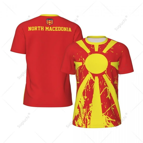 Exclusive design North Macedonia Flag Grain 3D Printed Men For Running Bike Soccer Tennis Fitness Sports tshirt Mesh T-shirt