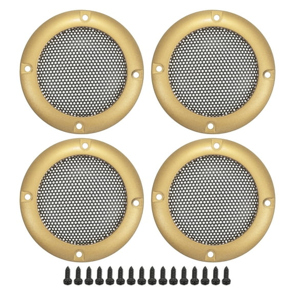 Unique Bargains 4 Pcs 2" Car Speaker Grills Cover Mesh Round 2 Inch Audio Subwoofer Guard with Screws Iron Gold Tone