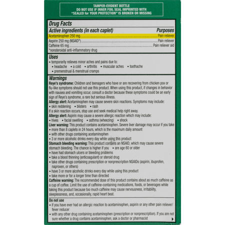 Excedrin Extra Strength Pain Reliever Caplets, 250 Ct