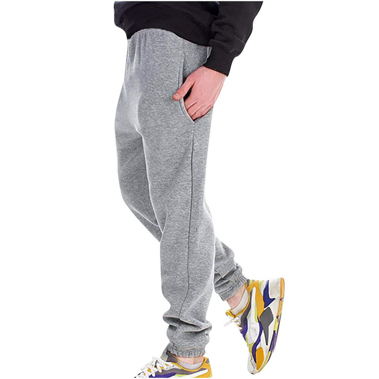 JNGSA Men\'s Cotton Yoga Sweatpants Athletic Lounge Pants Casual Jersey Pants  Winter Warm Elastic Sports Pants with Pocket Gray L Clearance
