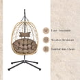 thumbnail image 5 of LeisureMod Summit Outdoor Egg Chair - Hanging Swing Chair with Stand, Brown Frame & Plush Brown Cushions, Hammock Basket Chair for Patio, Garden, Balcony, or Bedroom, 5 of 9
