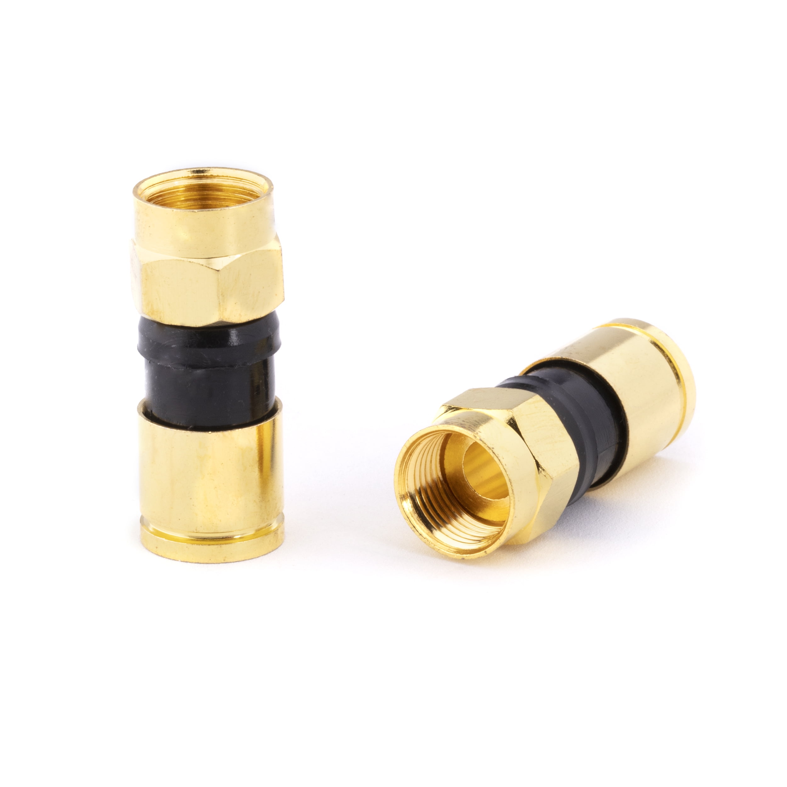 F-Type Connector with Crimp on Ring RG59U Coaxial Adapter Plugs GOLD 100 Pack 