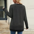 thumbnail image 6 of Lenpel Women's Long Sleeve T Shirts Trendy Fall Crew Neck Side Split Stripped Casual Tops Oversized Tee Shirts, 6 of 7