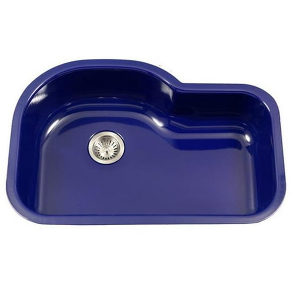 Houzer PCH-3700 NB Porcela Série Porcelaine Émail Acier Undermount Évier de Cuisine à un Seul Bol Offset- Bleu Marine