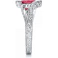thumbnail image 5 of Anillo para mujer shaofei con gemas artificiales ovaladas y diamantes de imitación rosa rojo tamaño 7, 5 of 5