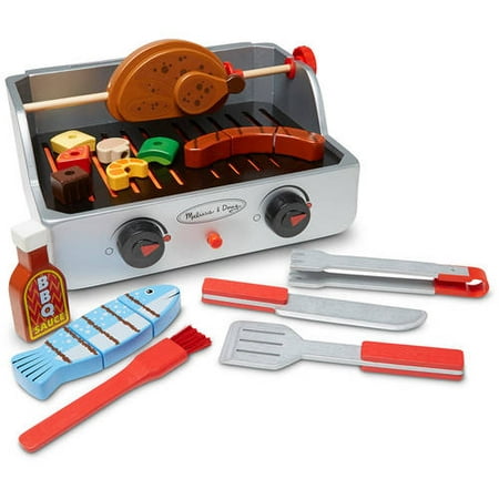 Melissa & Doug Rotisserie and Grill Wooden Barbecue Play Food Set (24