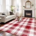 thumbnail image 2 of Large Area Rug 8'x10', Red Checkered Non-slip Runner Carpet for Living Room/Bedroom/Office, Red White Plaid Farmhouse Washable Outdoor Indoor Rectangle Area Rug Floor Mat for Kitchen/Dining Room, 2 of 9