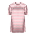 thumbnail image 6 of Axiiglly T Shirts for Women 2026 Striped Crewneck Short Sleeve Shirts Fashion Loose Fit Pull On Tees, S-2XL, 6 of 6