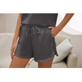 thumbnail image 2 of Women Two Piece Outfits Tracksuit Half Zip Lapel Cap Sleeve Sweatshirt High Waist Drawstring Shorts Set Sweatsuit, 2 of 6