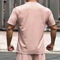 thumbnail image 3 of FRSASU Men's T-Shirts Casual Short Sleeve Crewneck Solid Color Basic Work Shirt Textured Daily Wear Pullover Tees Pink, 3 of 7