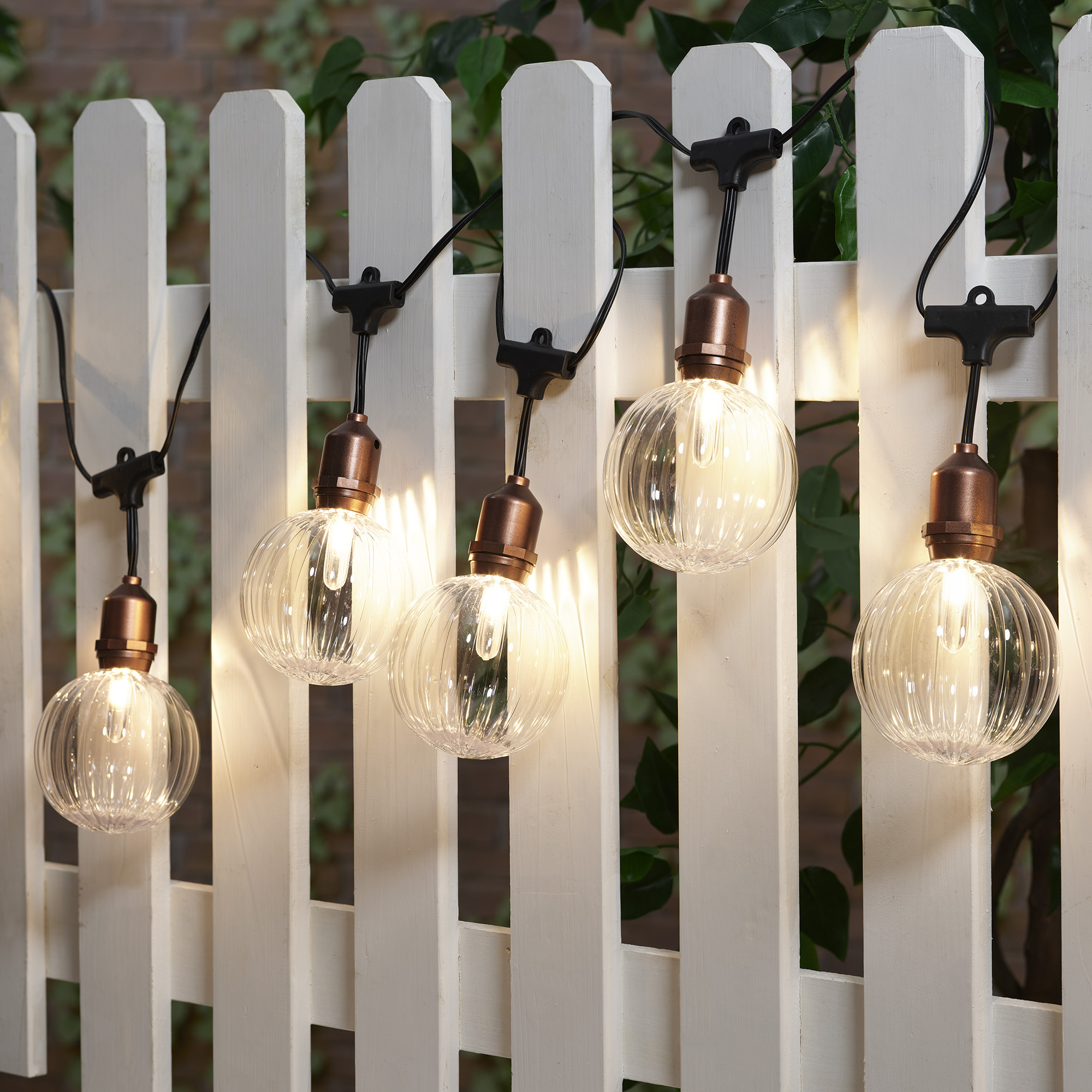 Better Homes & Gardens 10-Count Warm White LED Ribbed Outdoor String Lights - image 3 of 9